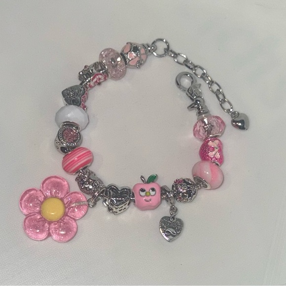 Pink Charm Bracelet with Flower Pendant - Picture 5 of 6
